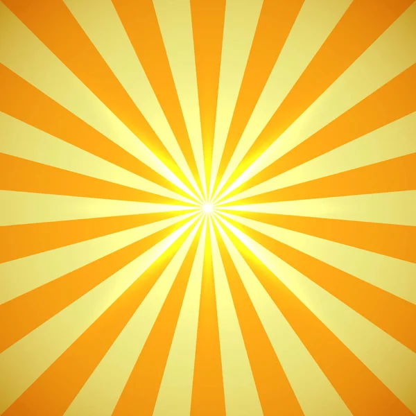 El sol amarillo estalló con destello de luz en el fondo del vector central — Vector de stock