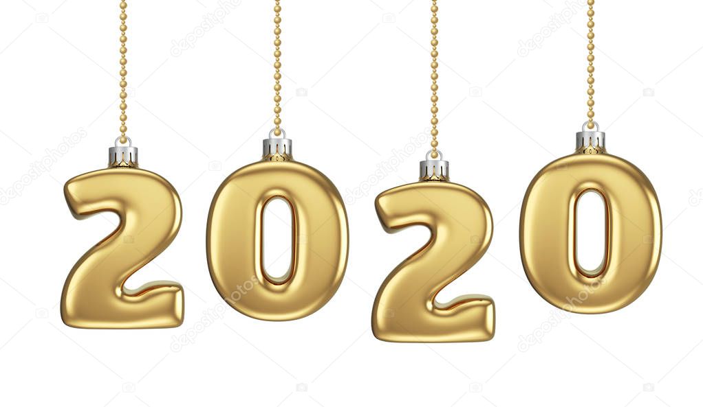 New 2020 Year Gold Baubles