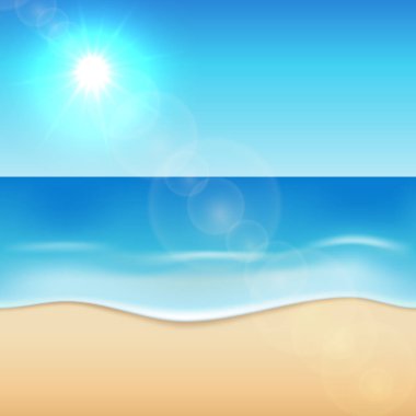 Güneşli deniz sahili arka planı. 