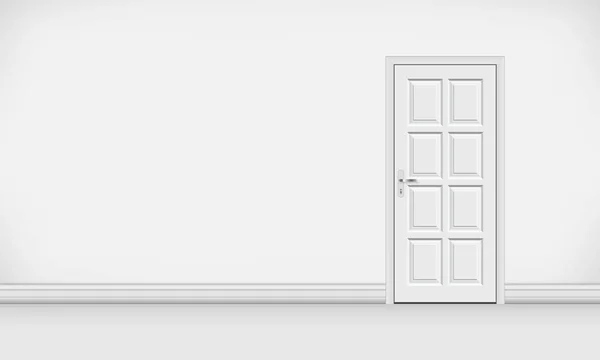Білий порожній інтер'єр із закритими дверима — стоковий вектор