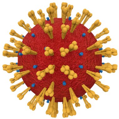 Coronavirus Ajanı Soyut 3D Görselleştirme Beyaz Arkaplan 'da izole edildi. 2019-NCoV hücre nesnesi. 3B Görüntü.