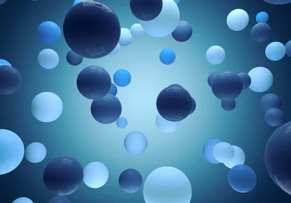 Abstract Translucent Blue Spheres Background. Modern Backdrop. 3D Illustration.
