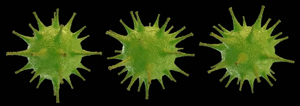 Green Coronavirus Agents Isolated Black Background Covid19 Cell Object Illustration — Stock Photo, Image