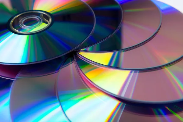 Stack of purple rewritable dvd collection — Stock Photo, Image