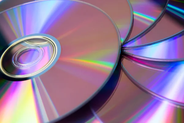 Stack of purple rewritable dvd collection — Stock Photo, Image