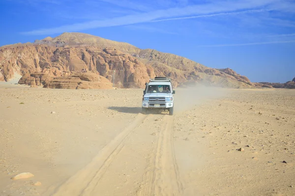 野生动物园吉普车在沙漠中 — 图库照片