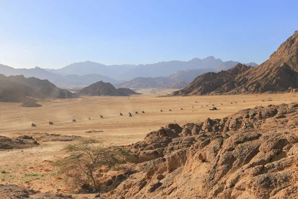 旅游车四轮摩托车在沙漠中 — 图库照片