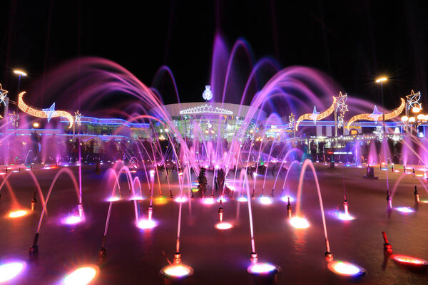 Colorful fountain in night