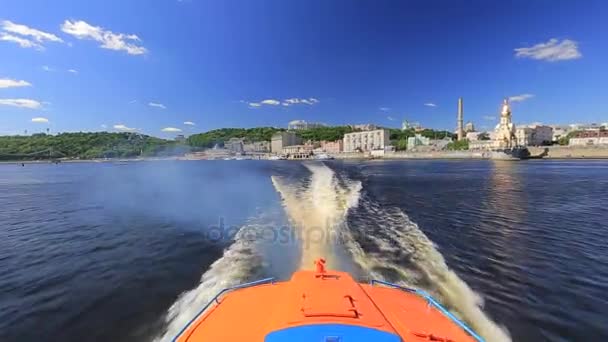 高速船水翼船的水痕迹 — 图库视频影像