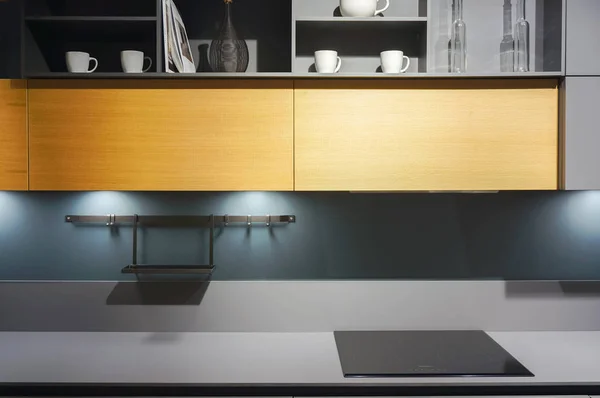 Muebles Cocina Modernos Con Estufa Eléctrica — Foto de Stock