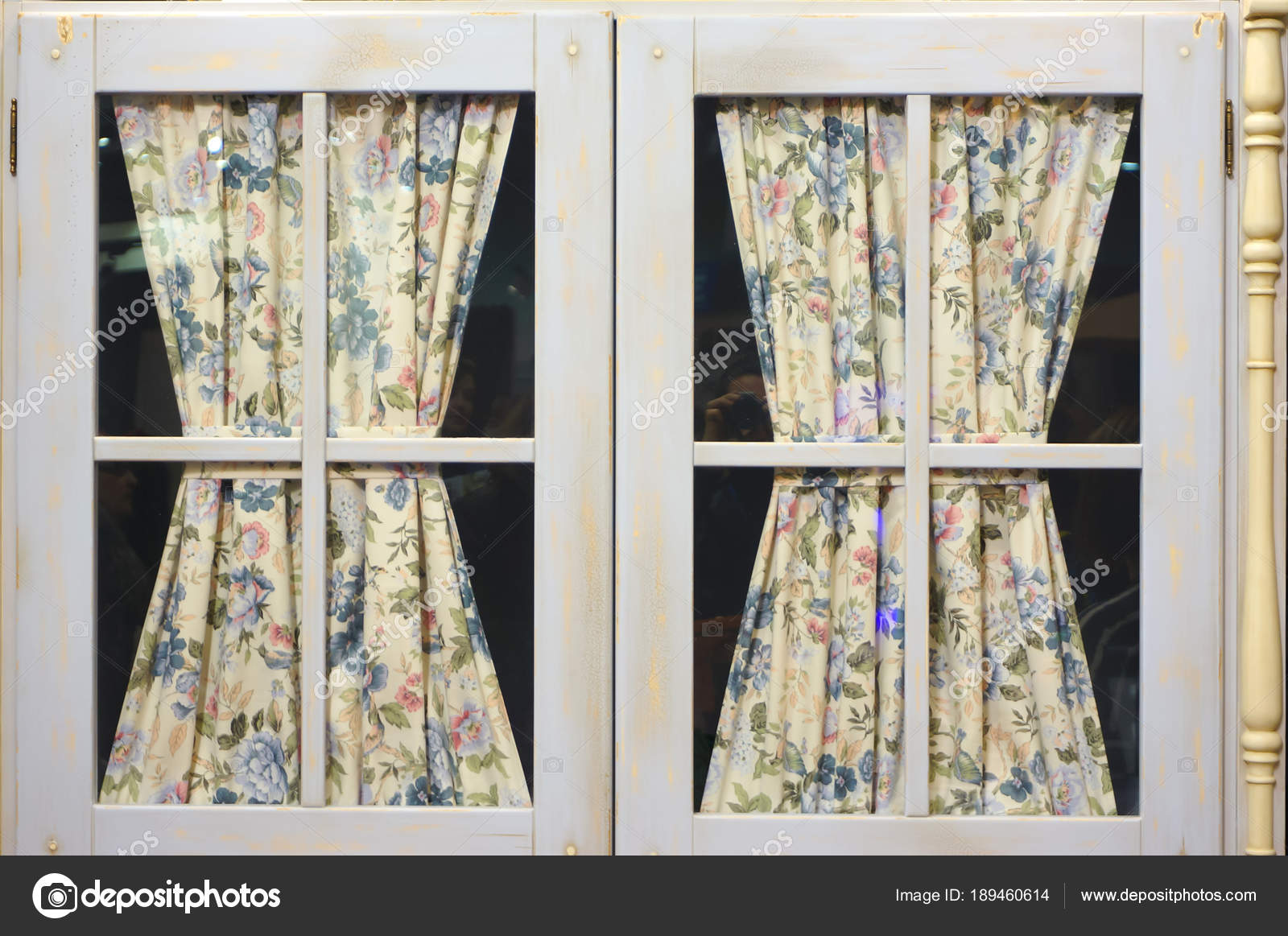 Kitchen Curtains Classical Country Style Stock Photo