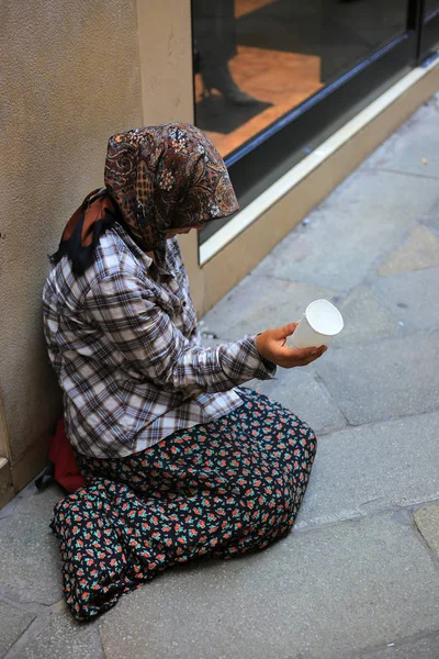 Bettelelefantin Auf Der Straße Bittet Geld — Stockfoto