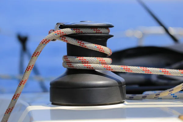 Main Halyard Winch Sailing Yacht — Stock Photo, Image