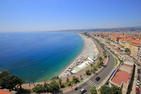 Plaża Cote Azur Riwierze Francuskiej Nicei — Zdjęcie stockowe