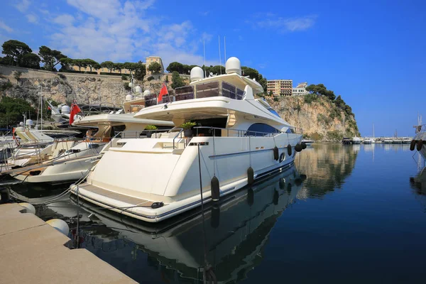 Luxe Jacht Afgemeerd Port Fontvieille Monaco — Stockfoto