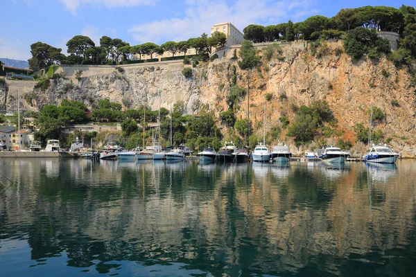 Sailing Boats Moored Port Fontvieille Monaco — Stock Photo, Image