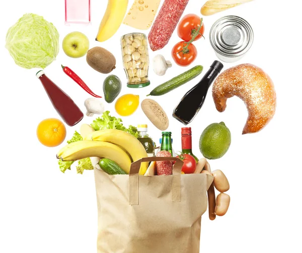 Livsmedel i Shoppingbag — Stockfoto
