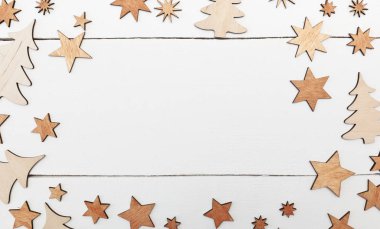 Bir sürü küçük ahşap kaplamalı güzel Noel arkaplanı.