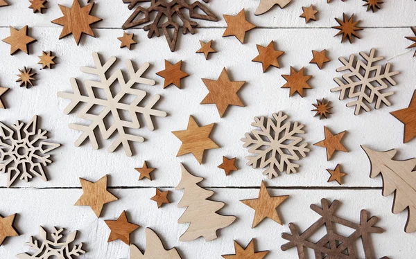 El hermoso fondo de Navidad con un montón de madera pequeña de —  Fotos de Stock