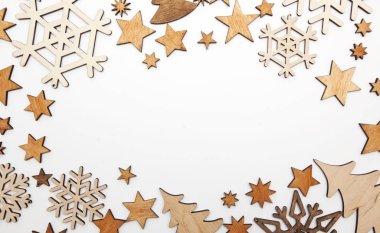 Bir sürü küçük ahşap kaplamalı güzel Noel arkaplanı.