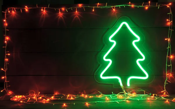 El hermoso fondo de Navidad con un montón de luces y gre — Foto de Stock