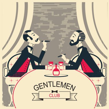 Beyler illüstrasyon ve konuşmayı sigarayı iki adamla club.