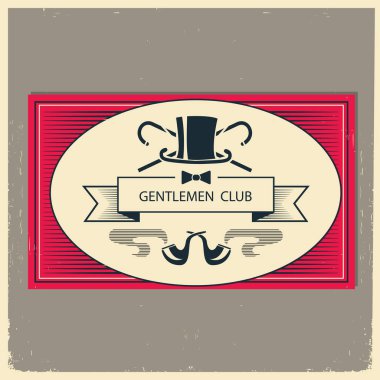Beyefendi club etiket illüstrasyon. Vintage erkekler club card ile t