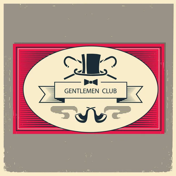 Gentleman club label illustration.Vintage men's club card with t — Stock Vector