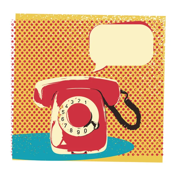 Retro telephone illustration with bubble for text — Stock Vector