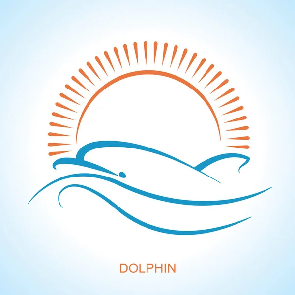 Logo simbolo delfino.Illustrazione piatta stile semplice vettoriale per de — Vettoriale Stock