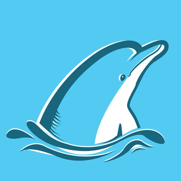 Delfino in mare blu . — Vettoriale Stock