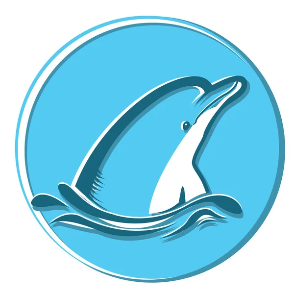 Dolphin in sea.Vector symbol illustration isolated on white — Stock Vector