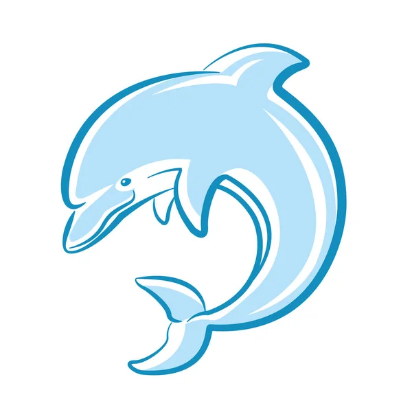 Delfino che salta in mare isolato su bianco — Vettoriale Stock