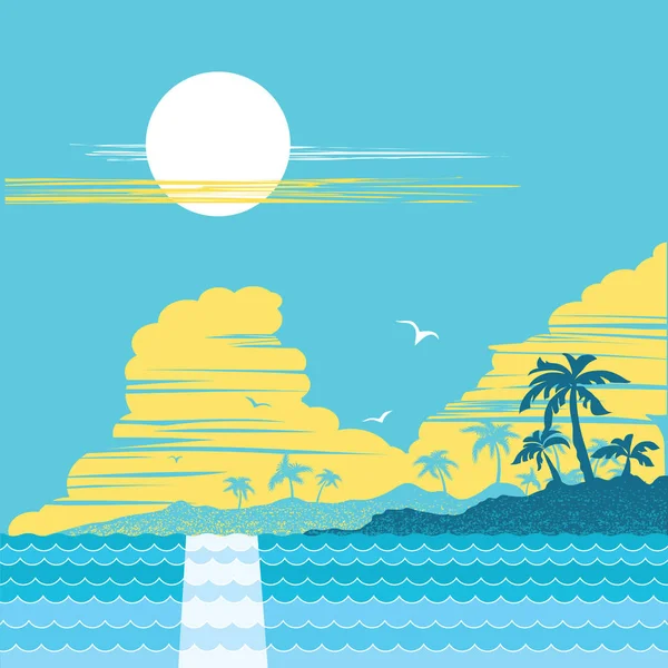 Tropical paradise island.Vector palms poster — стоковый вектор