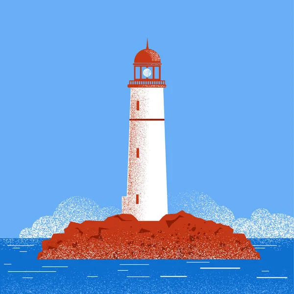 Lighthouse seascape illustration. — Stock Vector