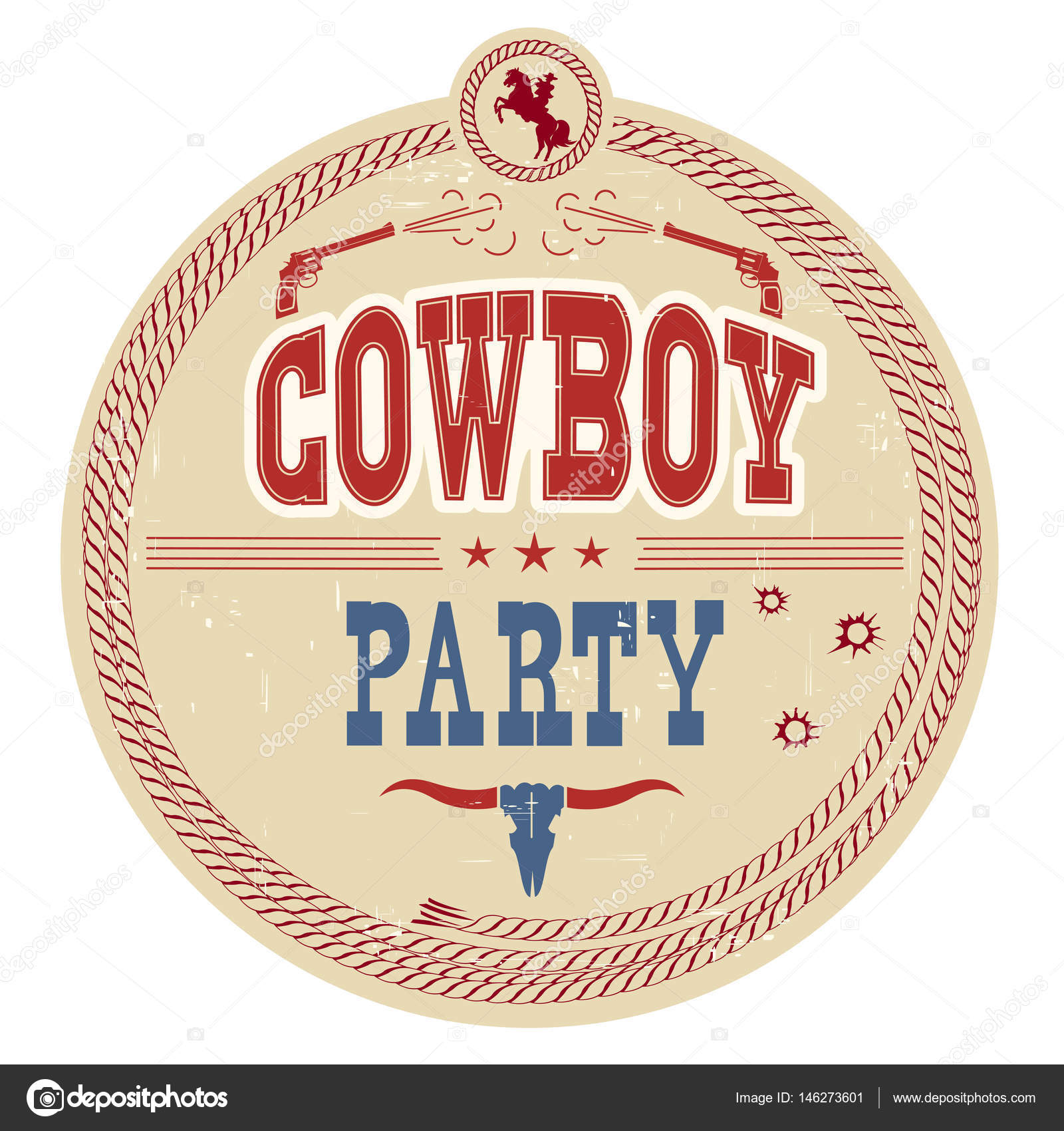 Download Cowboy party western label.Vector vintage card background ...