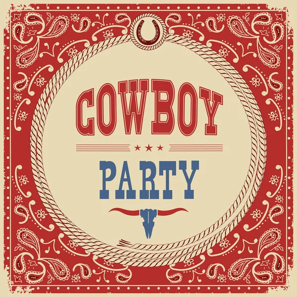 Cowboy party card background — Stock Vector