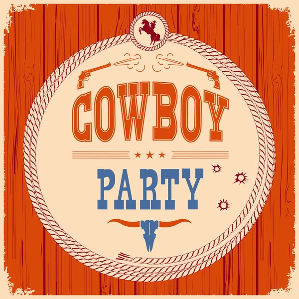 Cowboy party västra kort bakgrund med kanoner — Stock vektor