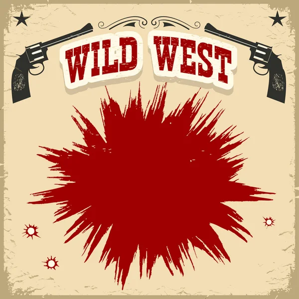 Wild-West-Plakathintergrund mit Revolvern und Text — Stockvektor