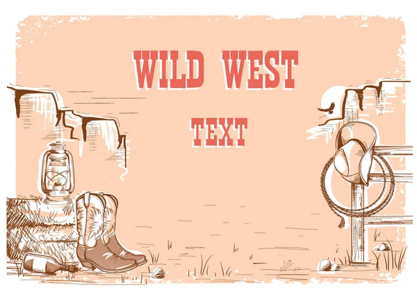 Wild-West-Cowboy-Hintergrund für Text. — Stockvektor