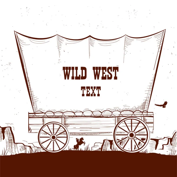 Wild west wagon met Amerikaanse prairies. Vector illustratie backg — Stockvector
