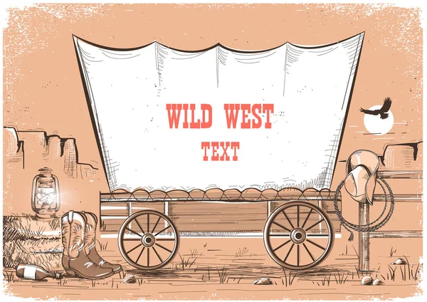 Selvagem oeste vagão fundo para texto . — Vetor de Stock