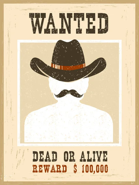 Papel vintage Wanted poster.Western para cara de retrato — Archivo Imágenes Vectoriales