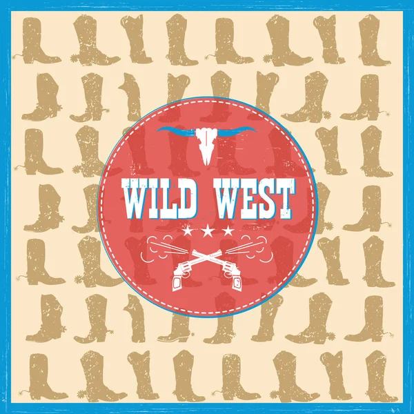 Wild West card with cowboy boots decoration — Stock Vector