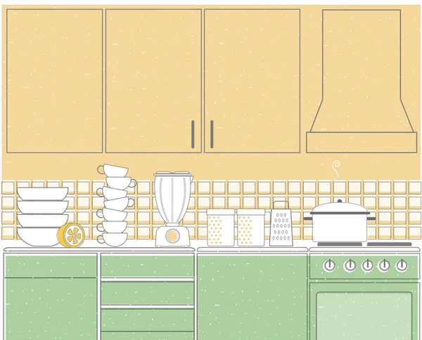 Kuchnia wnętrz tła ilustracji — Zdjęcie stockowe