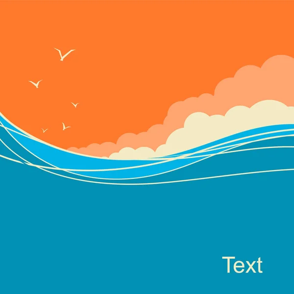 Seascape vektorbakgrund för texten. Havets vågor — Stock vektor