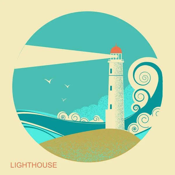 Lighthouse label. Vintage seascape — Stock Vector