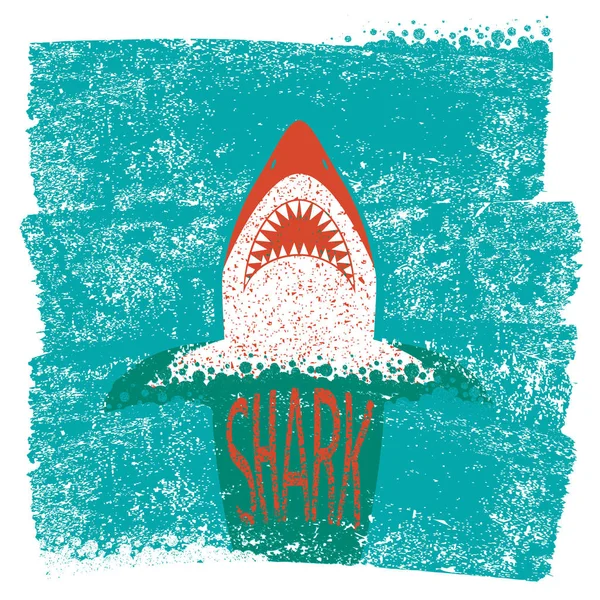 Shark jaws.Vector blue sea waves background — Stock Vector