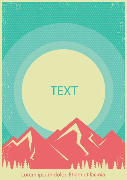 Montanhas paisagem retro poster fundo para texto — Vetor de Stock