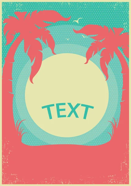 Tropical paraíso retro poster.Vector horizonte fundo para tex — Vetor de Stock